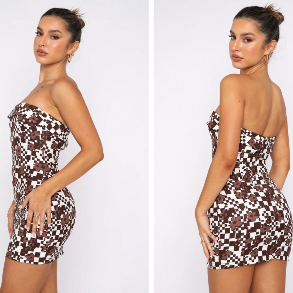 NEW WITH TAGS White Fox Got Me Hooked Mini Dress in Choc Floral Print